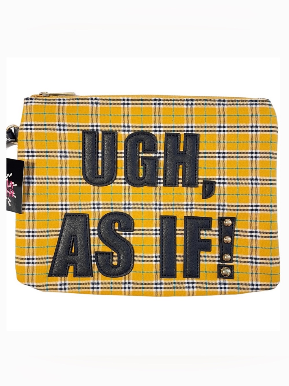 NWT Olivia Miller Yellow Plaid Wristlet Pouch
